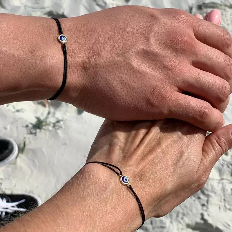 Dark Blue Evil Eye String Bracelet
