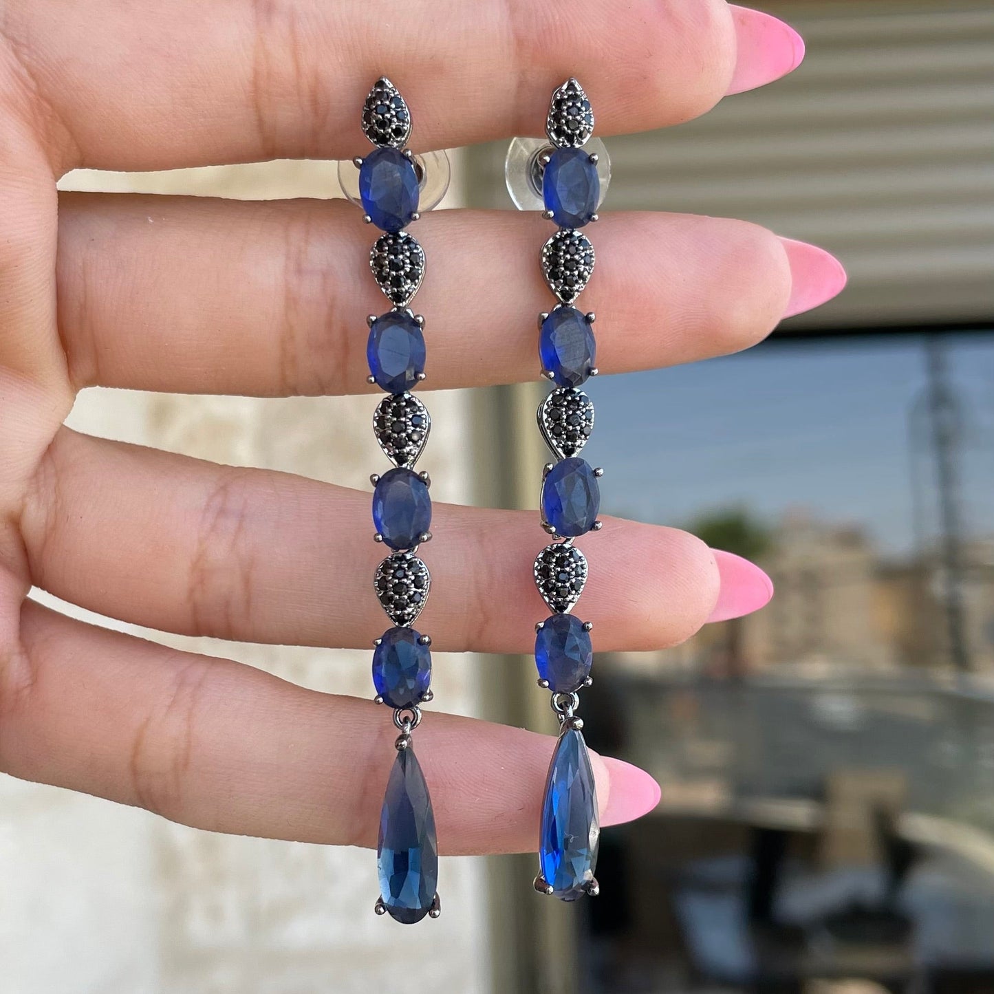 Dangling Dark Blue Earring