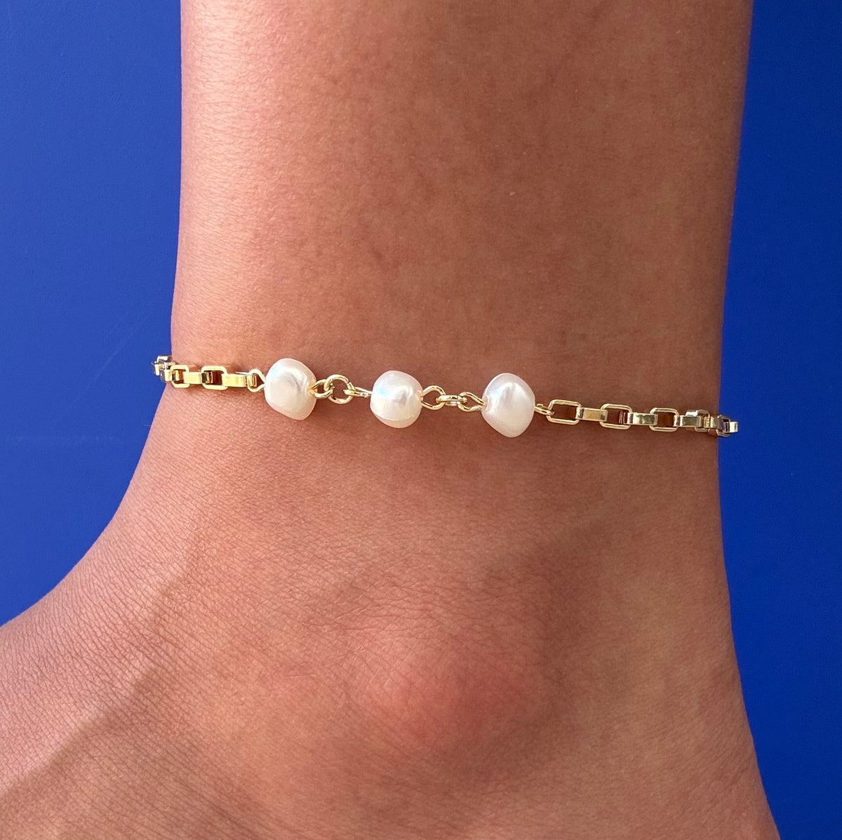 Pearlina Paperclip Anklet