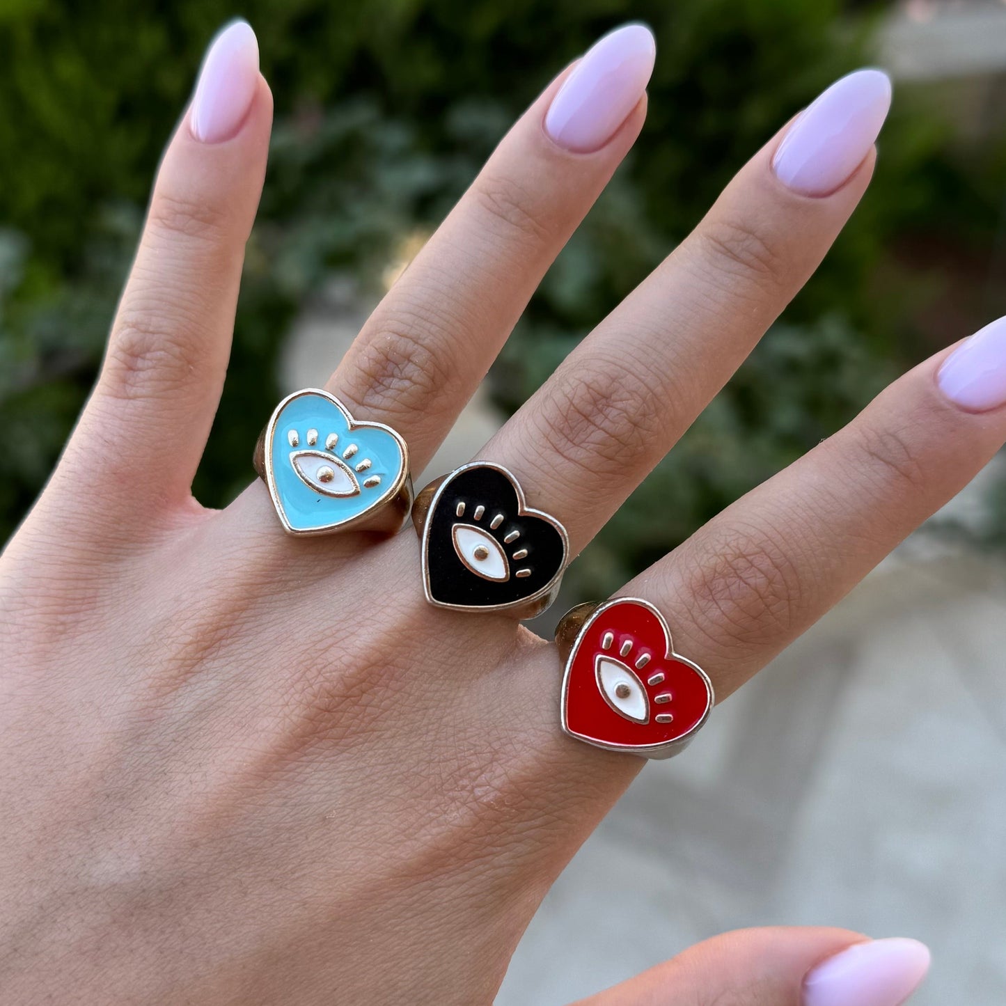 Lashed Eye Heart Ring