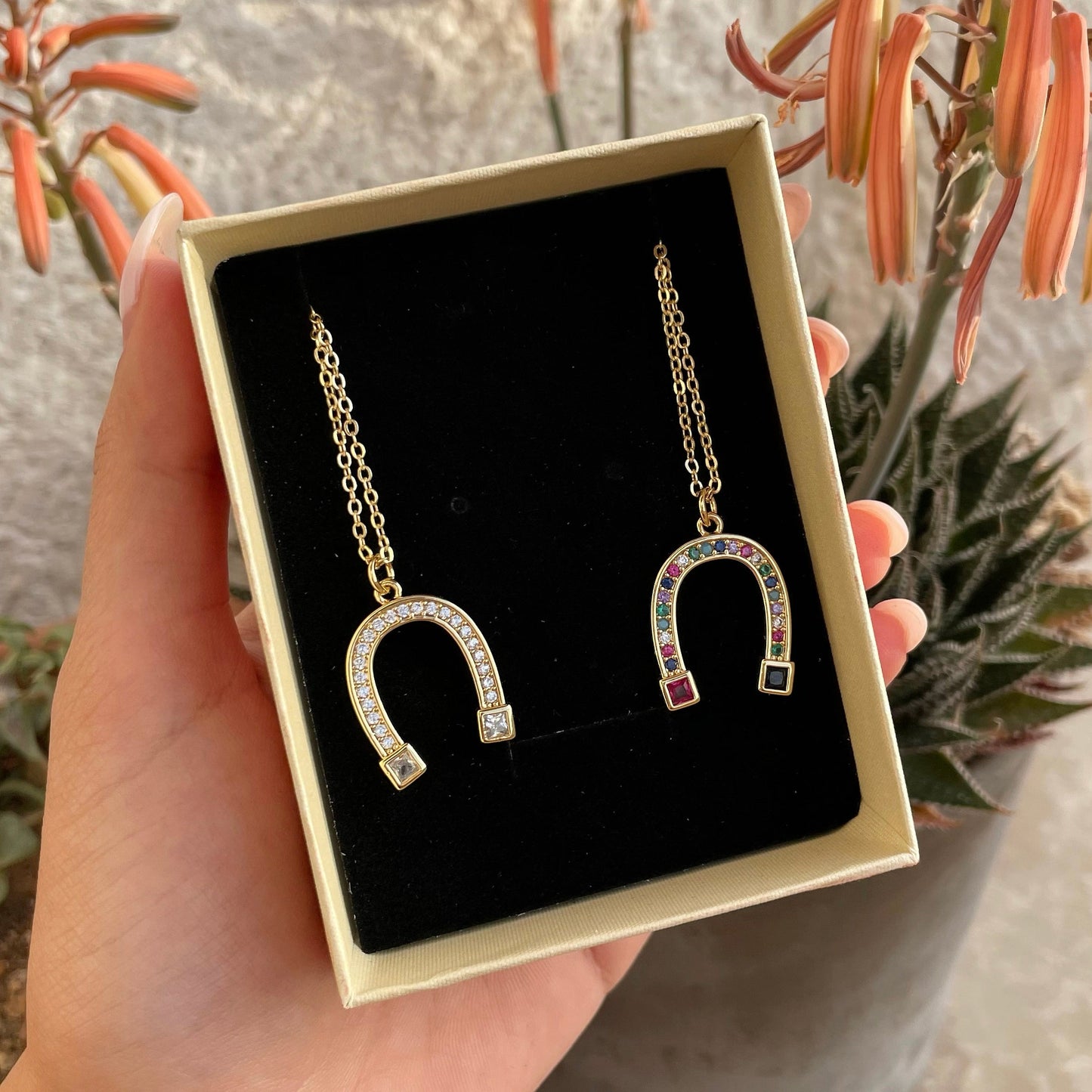 Studded Horseshoe Necklace