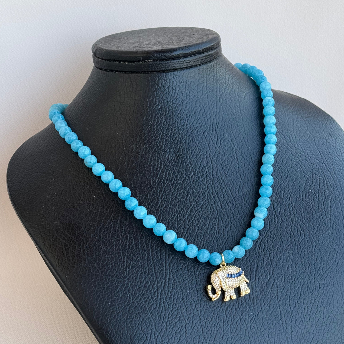 Blue Elephant Stone Necklace
