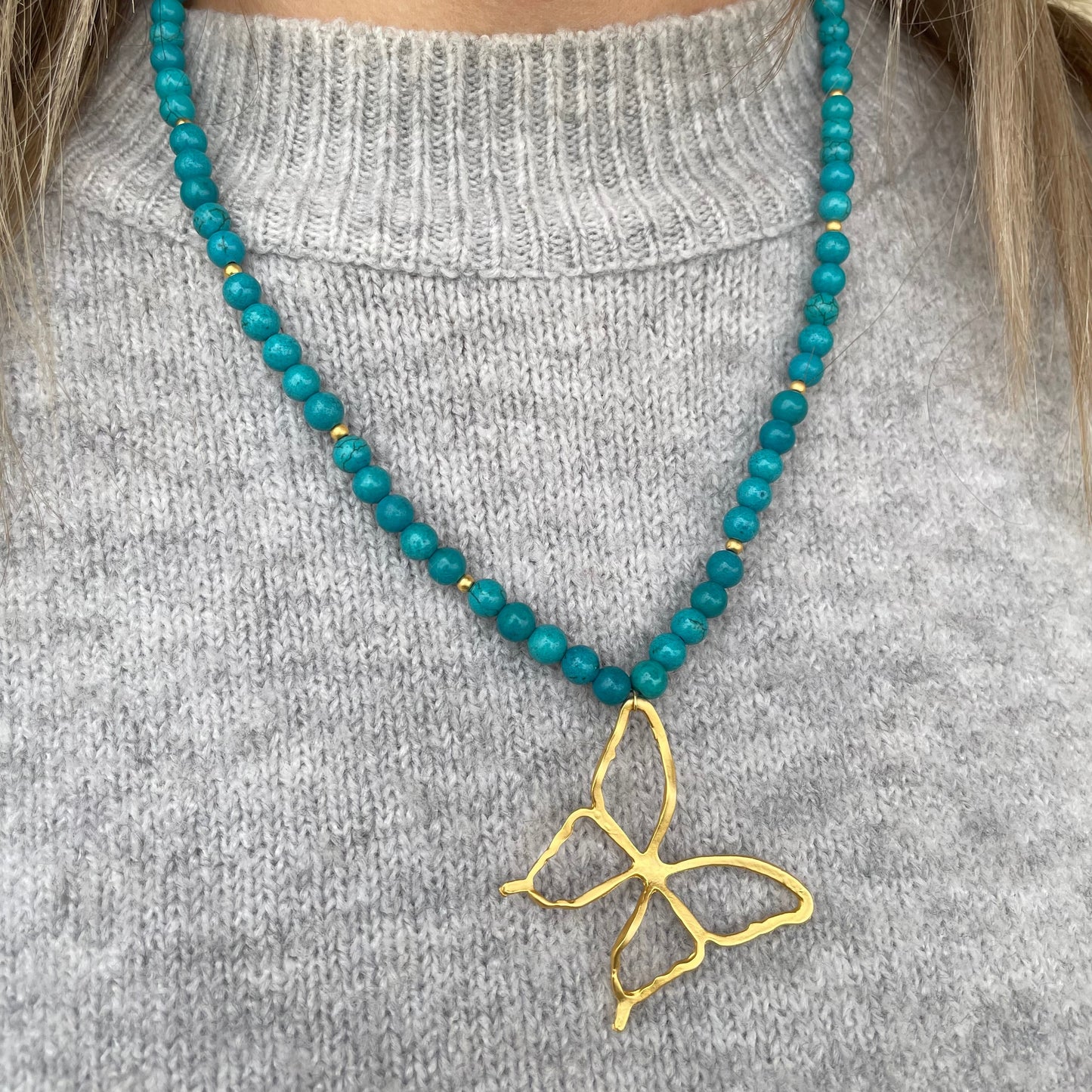 Fairouz Stone Butterfly Necklace