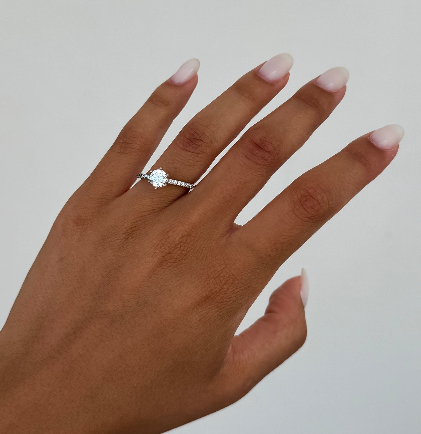 Studded Round Solitaire Ring