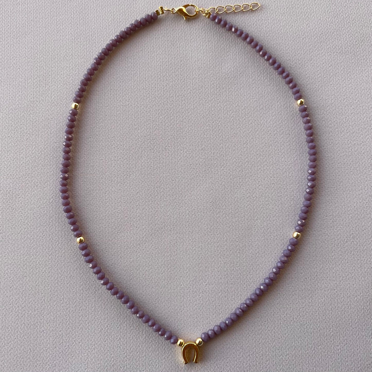 Purple Crystals Horseshoe Choker