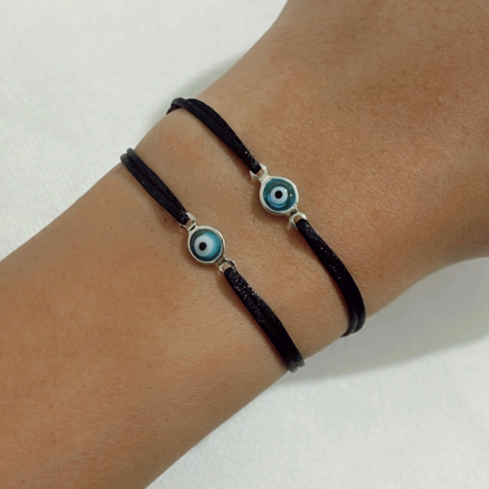 Light Blue Evil Eye String Bracelet