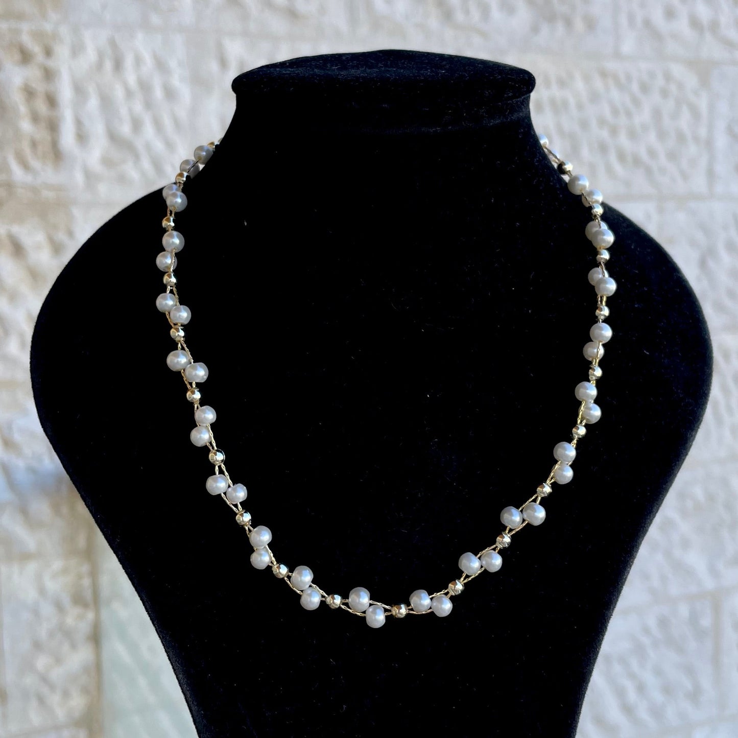 Golden Pearl Drops Necklace