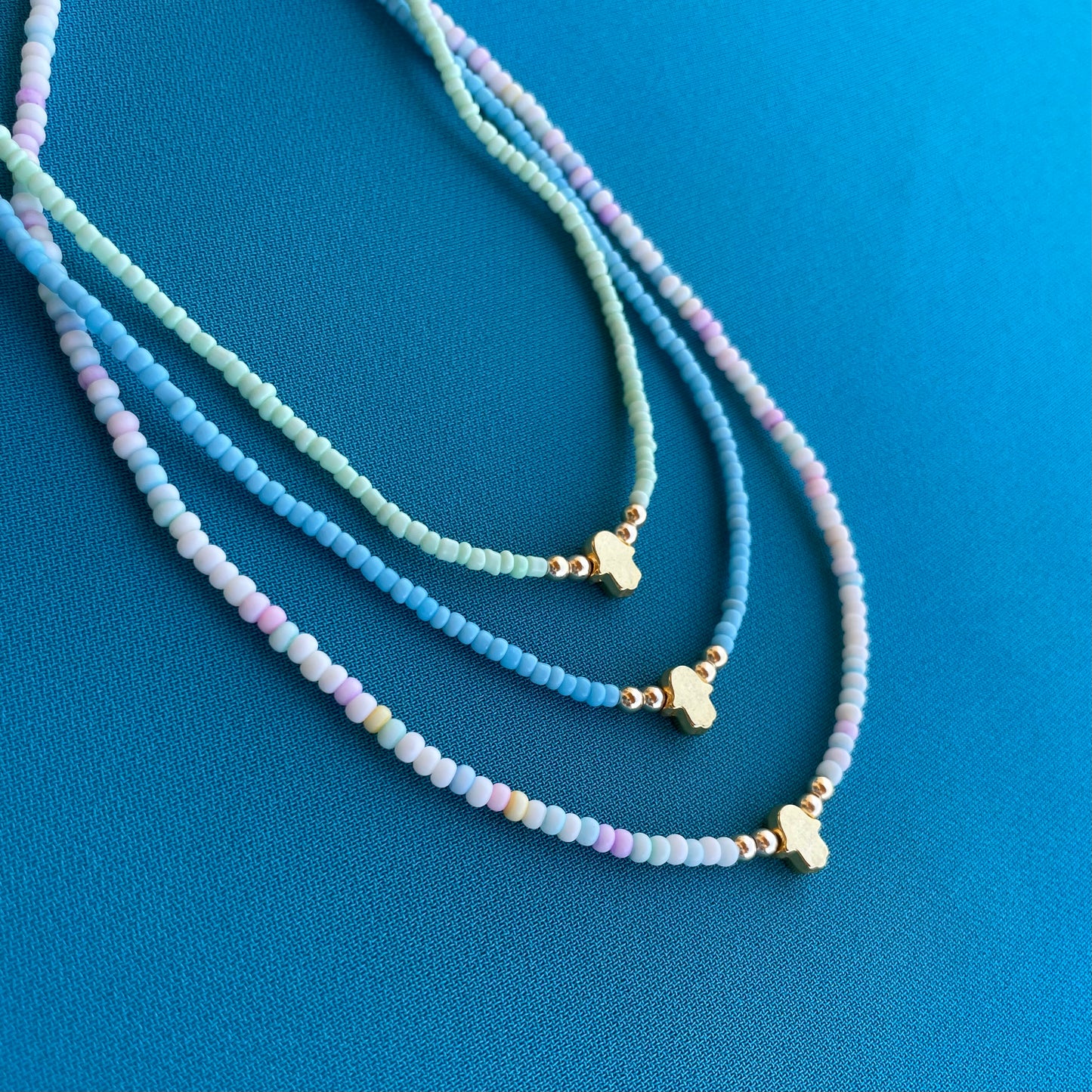 Tiny Hamsa Beaded Choker
