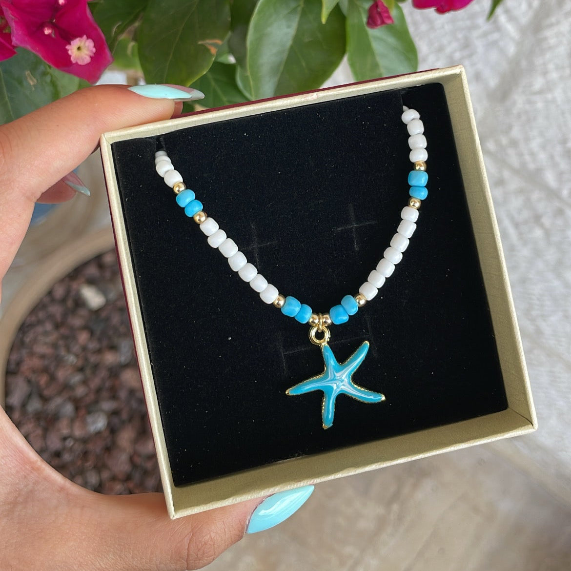Blue N’ White Starfish Necklace