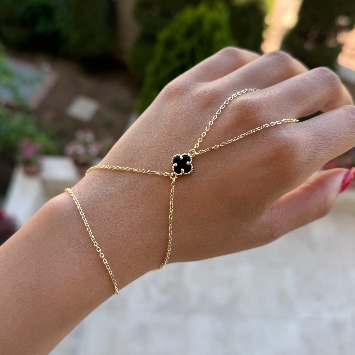 Black Vancleef Hand Chain