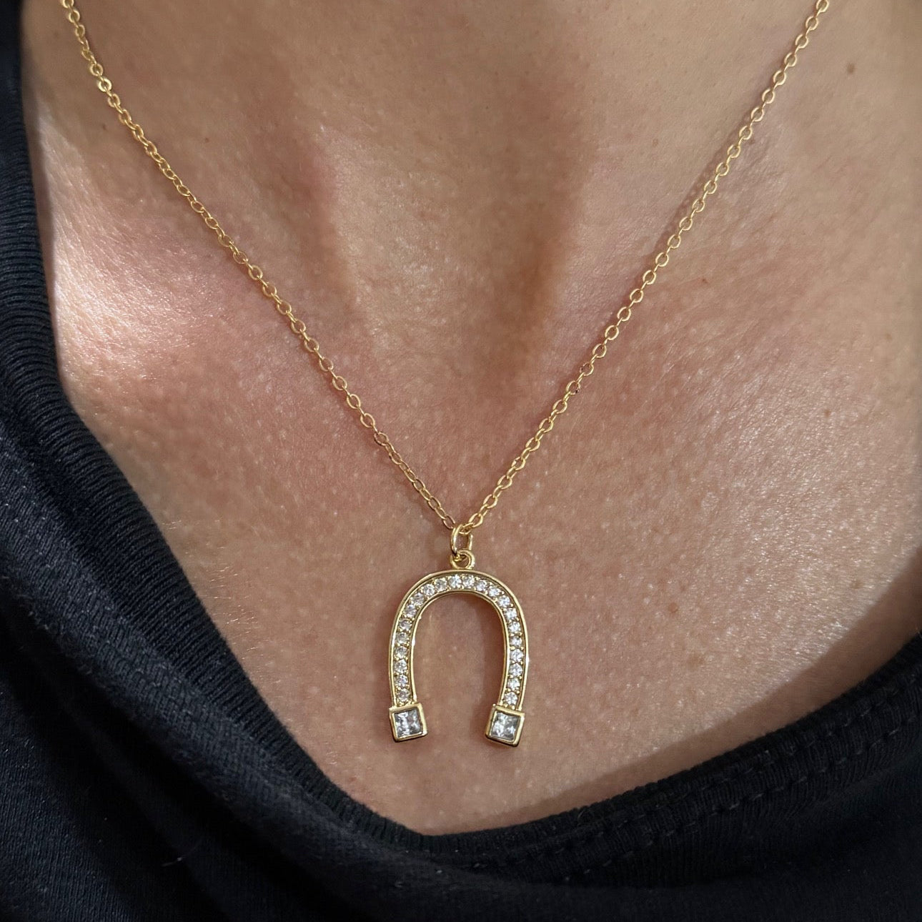 White Horseshoe Necklace
