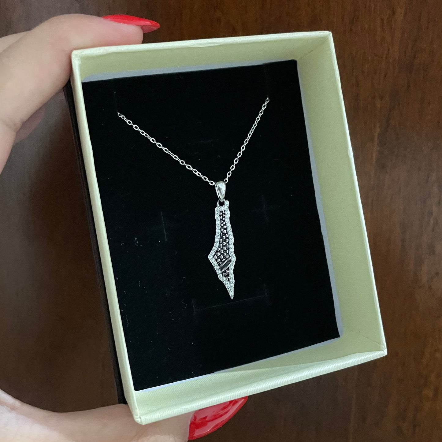 Small-Sized Kofeyeh Palestine Map Necklace