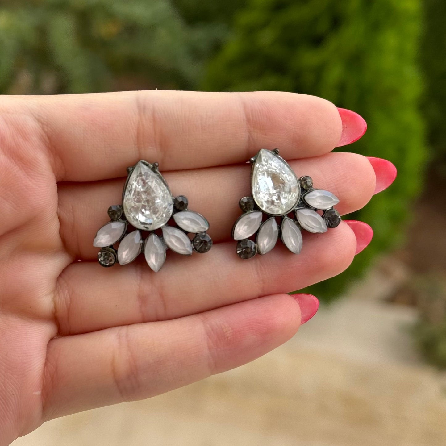 Teardrop Marquise Cluster Earrings