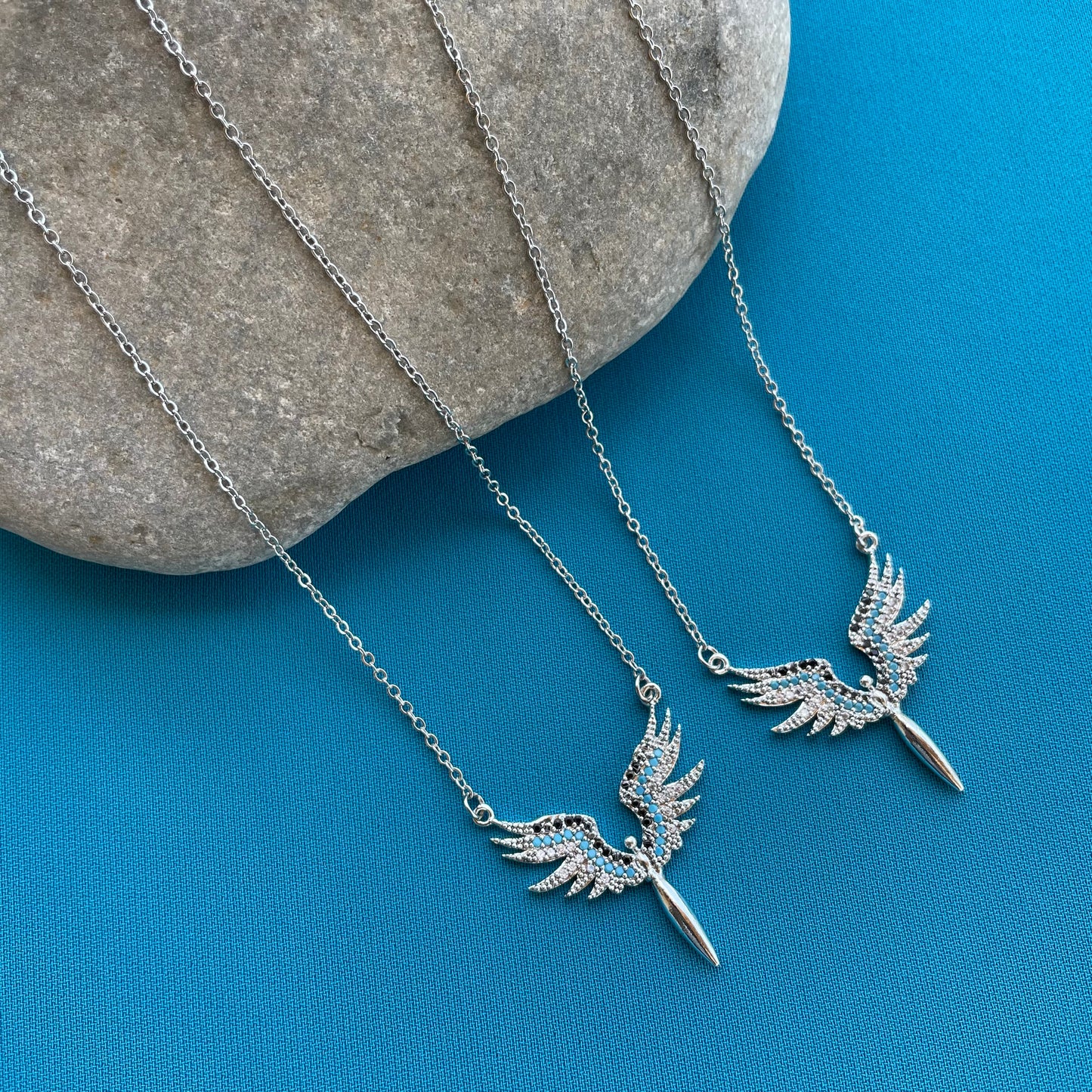 White & Blue Phoenix Necklace