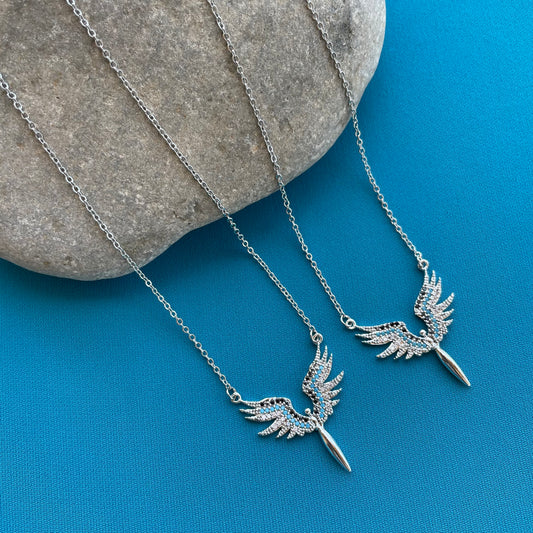 White & Blue Phoenix Necklace