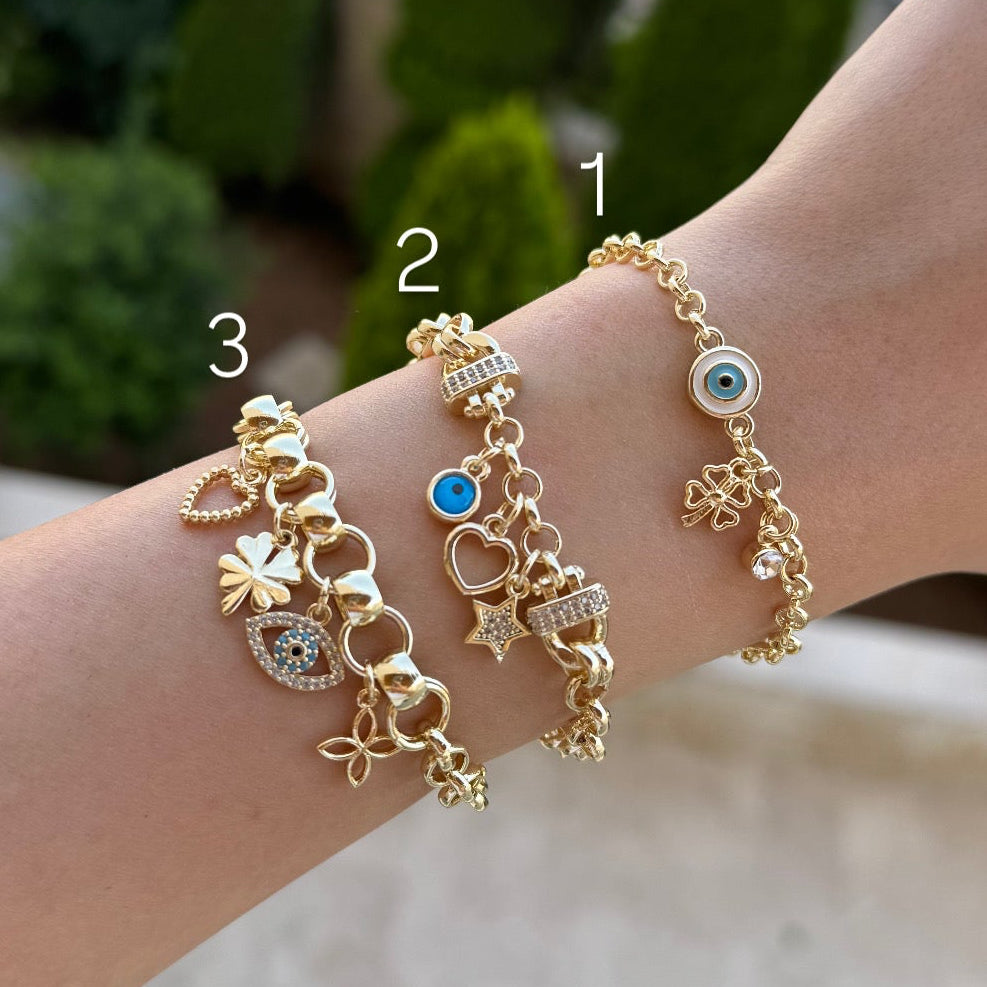 Dangling Pendants Chunky Chain Bracelets