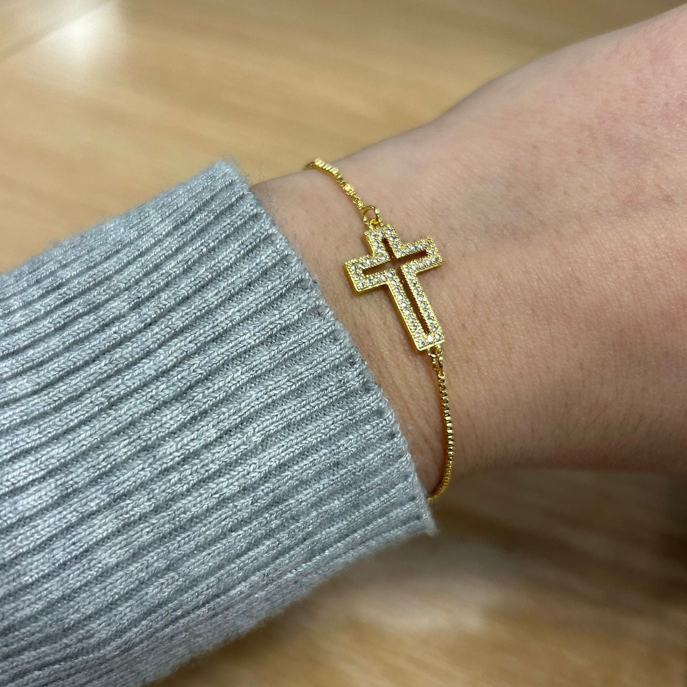 Outlined Cross Bracelet