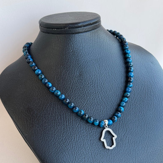 Studded Hamsa Stone Necklace