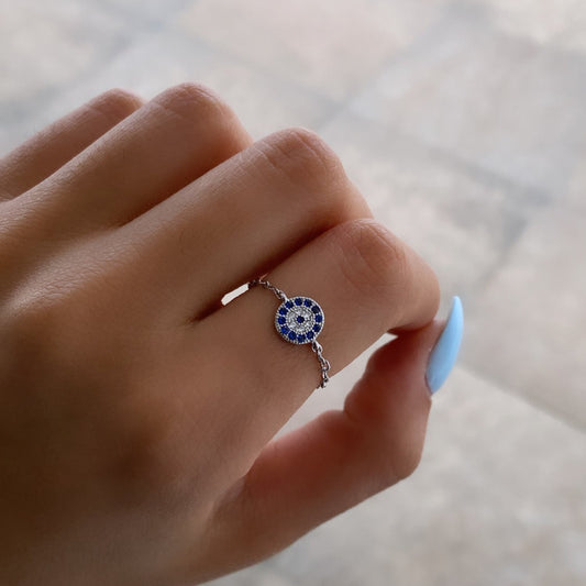 Evil Eye Chain Ring