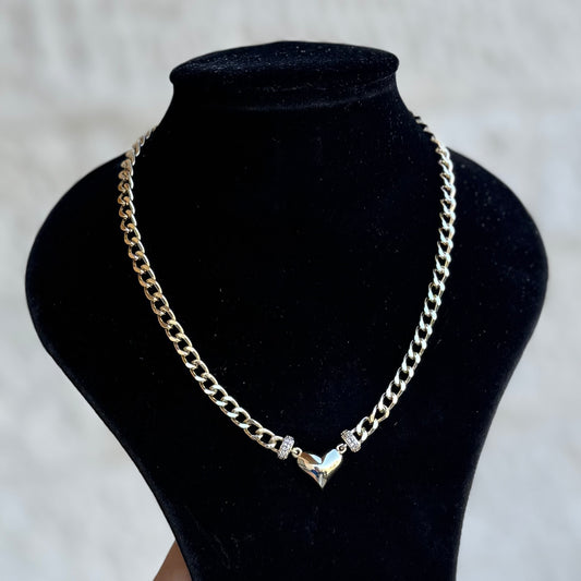 Chunky Curb Heart Chain