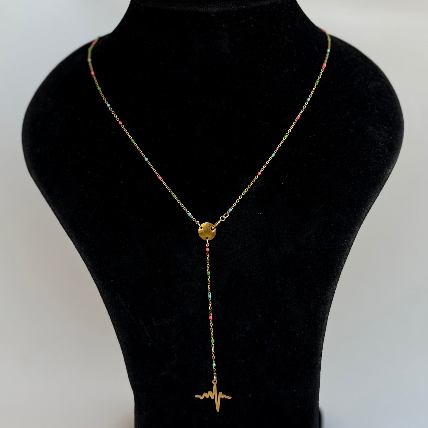 Colored Heartbeat Drop Necklace