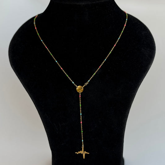 Colored Heartbeat Drop Necklace