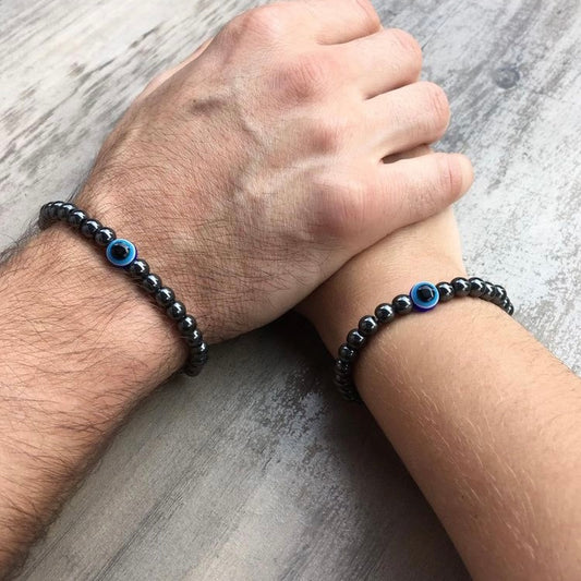 Evil Eye Hematite Stone Bracelet