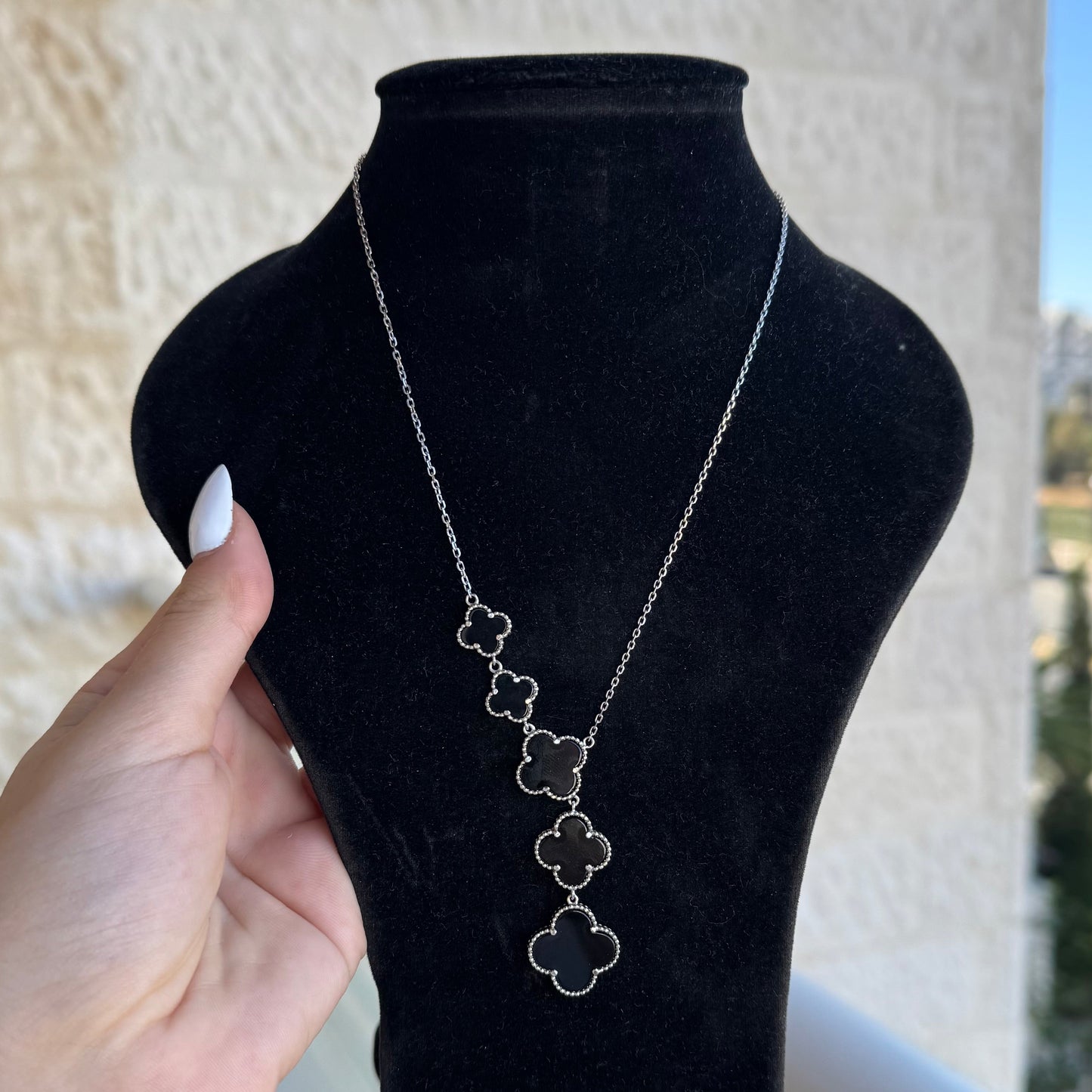 Black Vancleef Drop Necklace