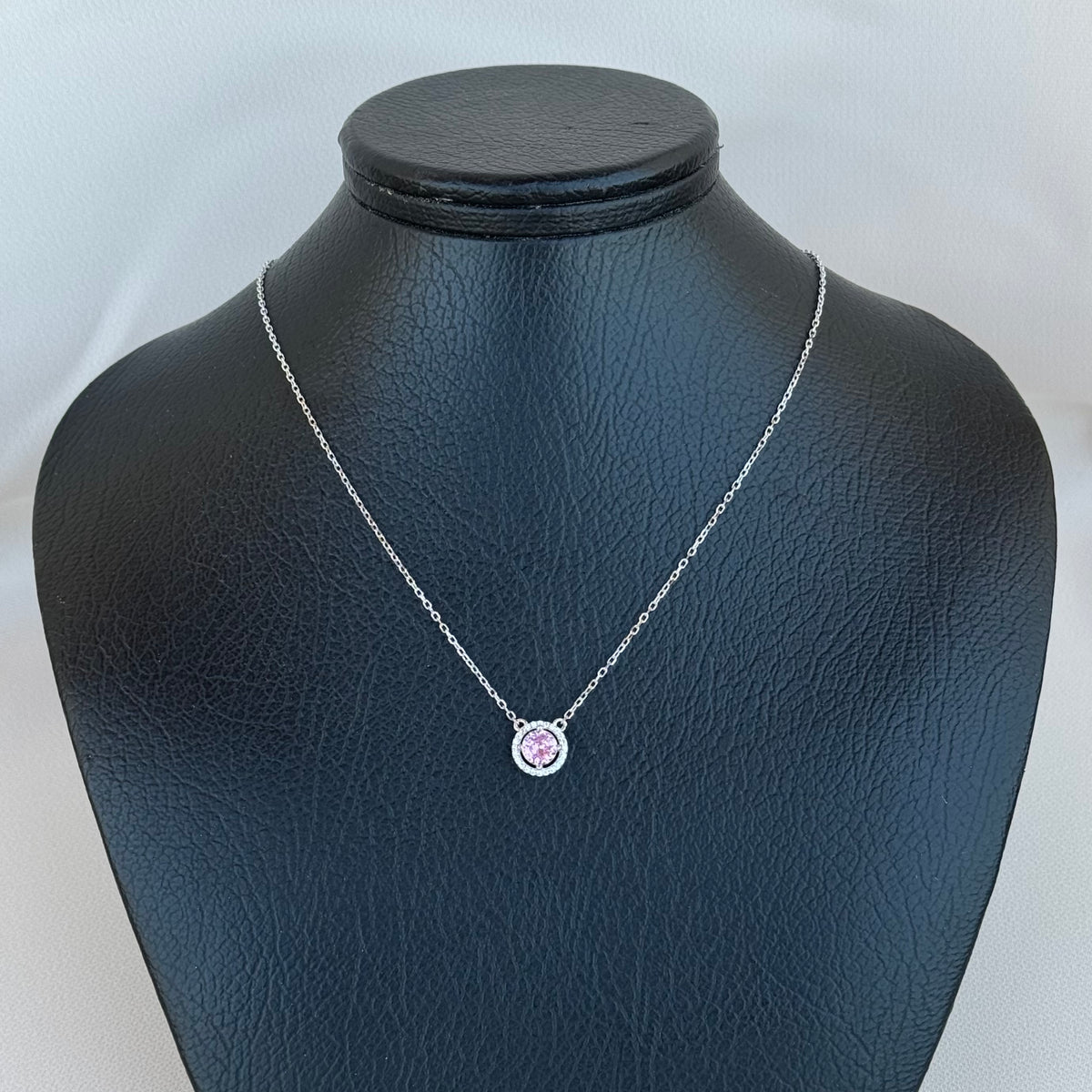 Studded Round Solitaire Necklace