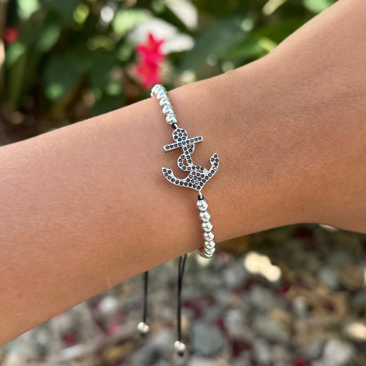 Studded Black Anchor Bracelet