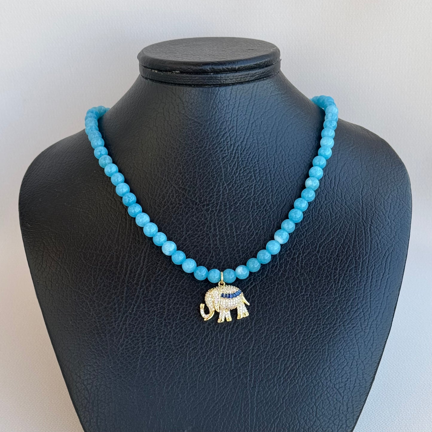 Blue Elephant Stone Necklace