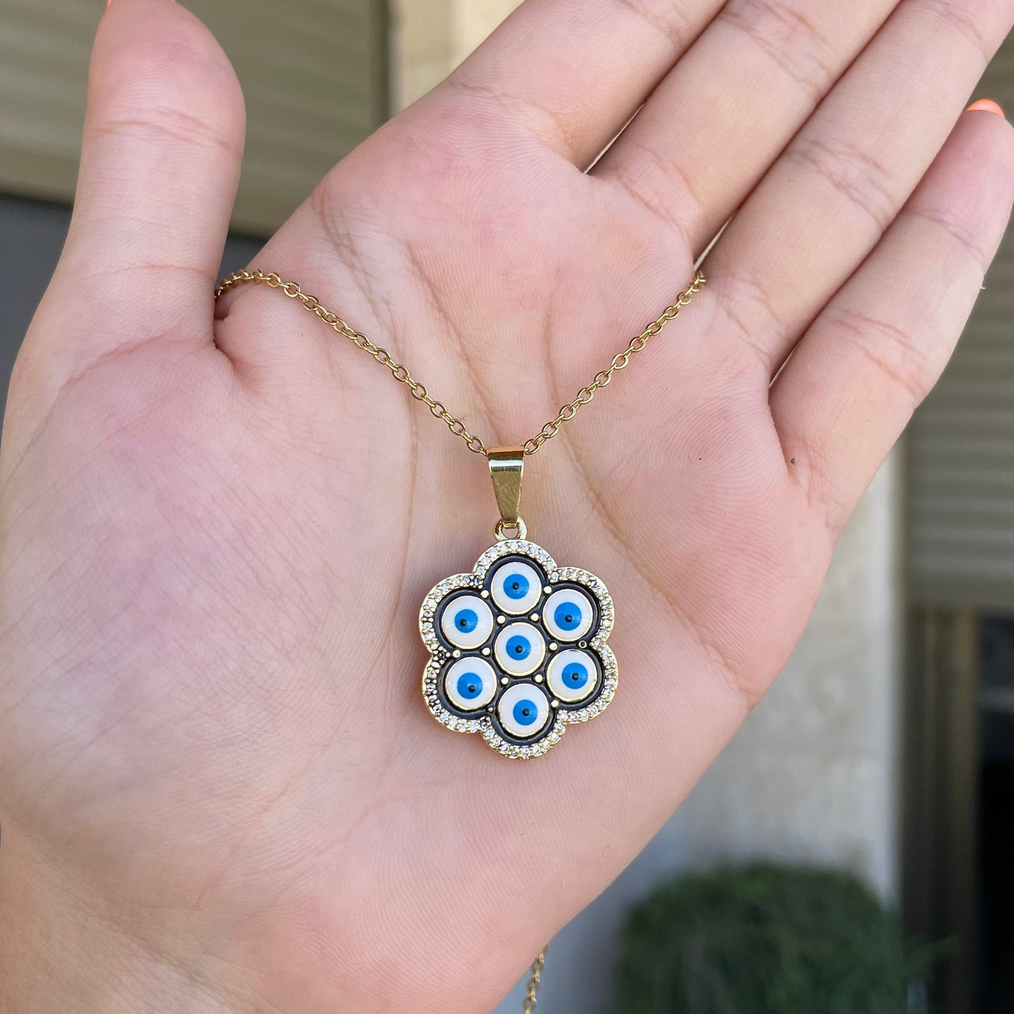Floral Evil Eye Necklace