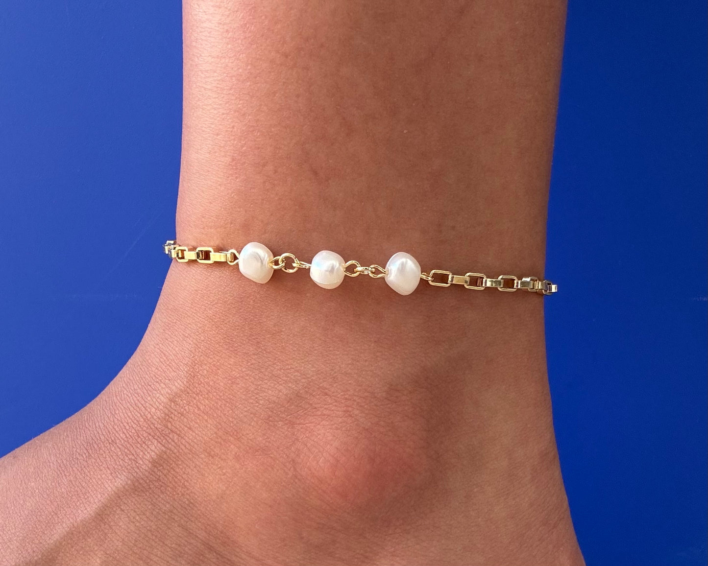 Pearlina Paperclip Anklet