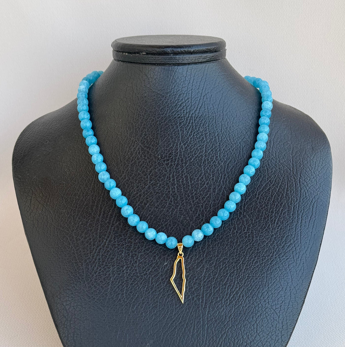 Outlined Palestine Map Stone Necklace