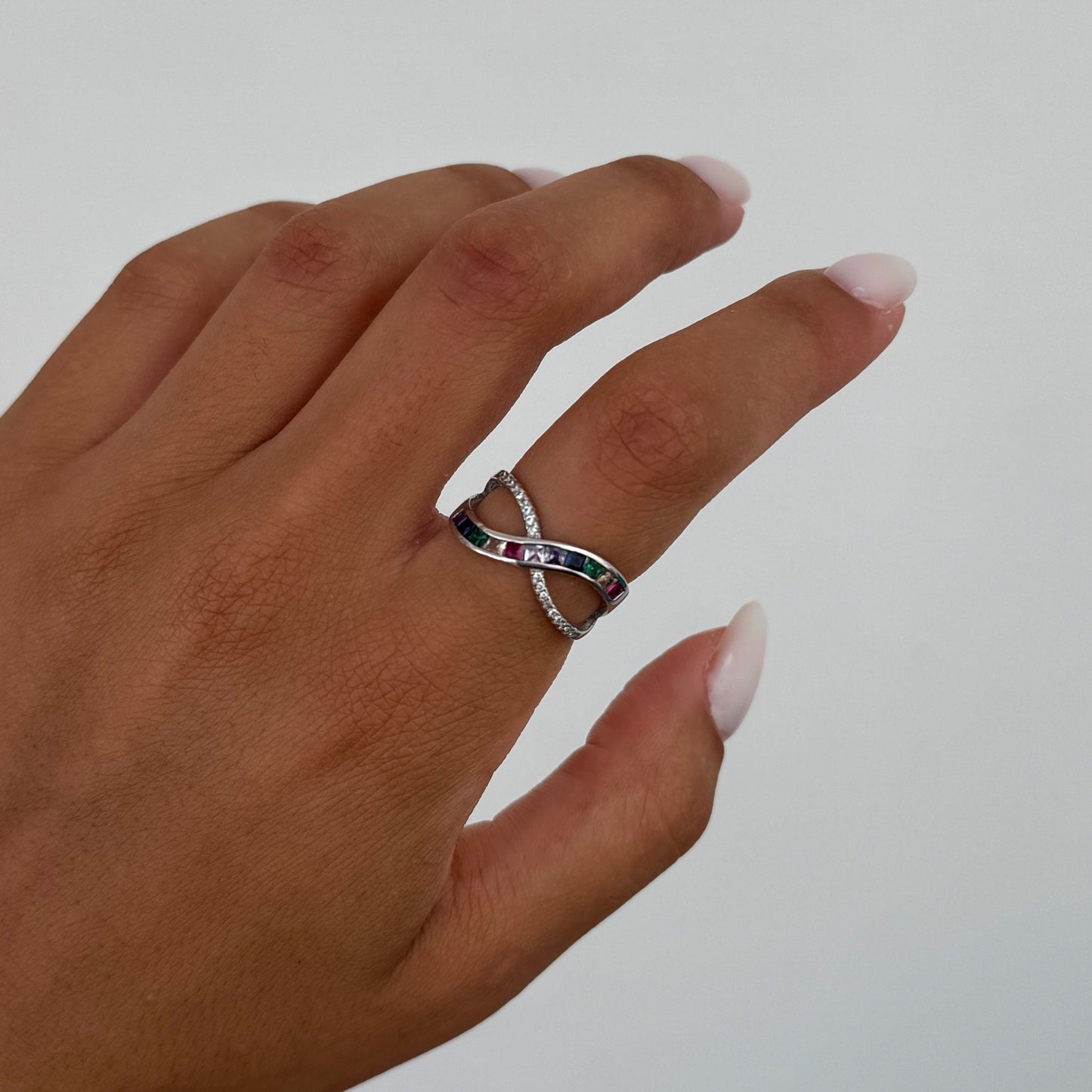 Studded Rainbow X Ring