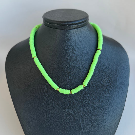 Neon Green & Gold Candy Necklace
