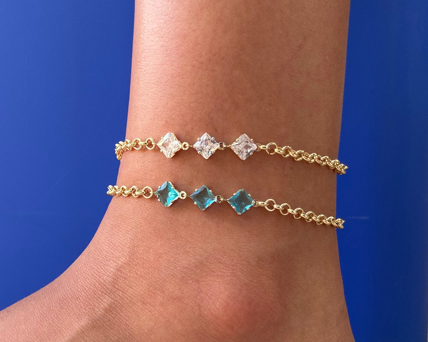 Triple Stud Chain Anklet