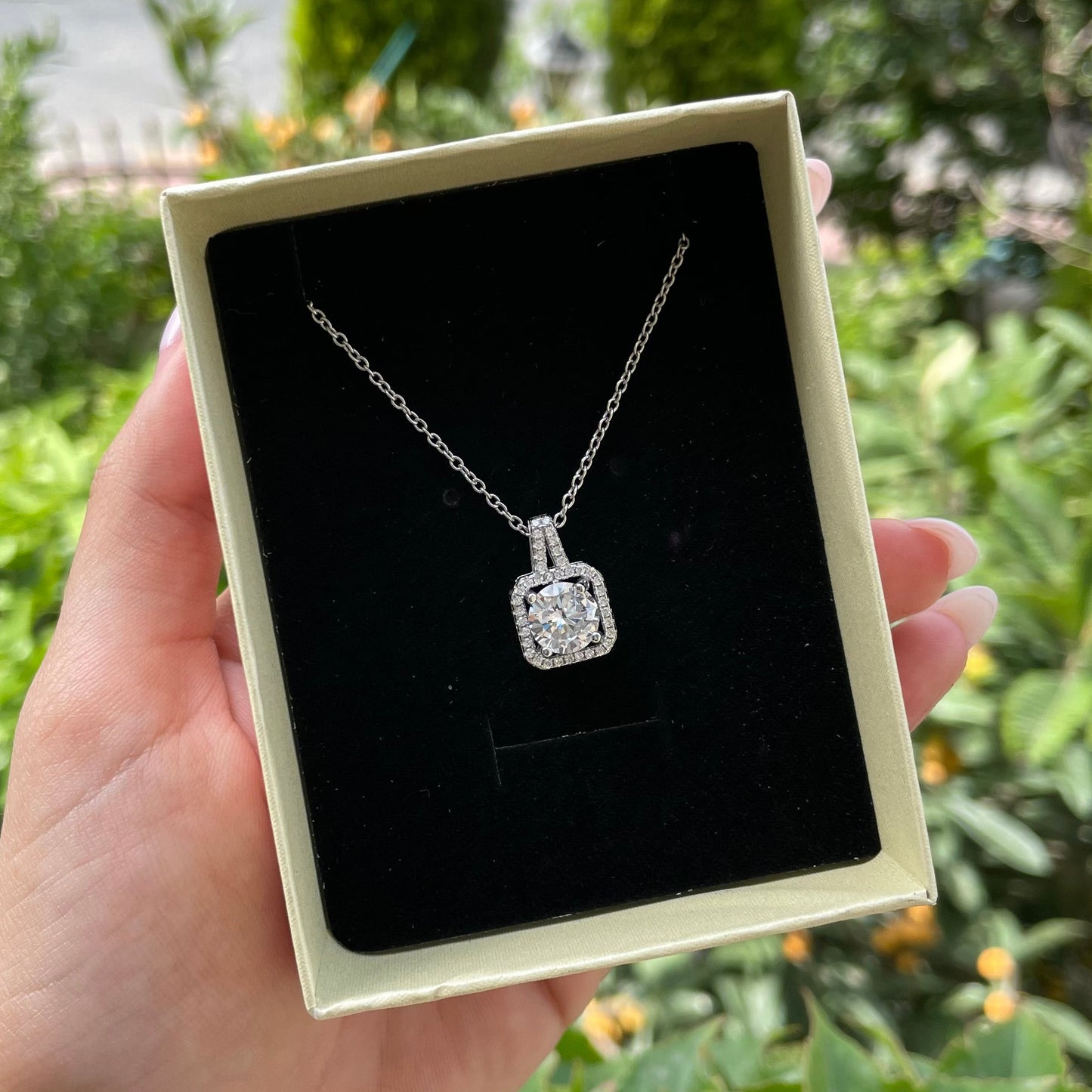 Square Solitaire Necklace