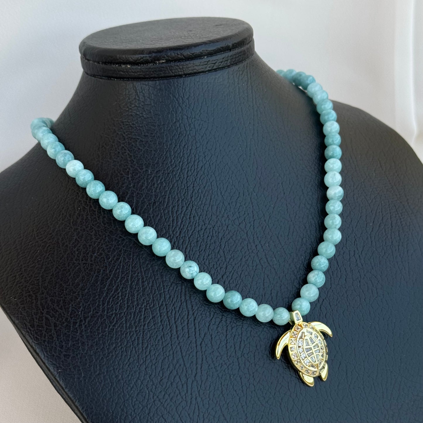 Aquamarine Turtle Necklace