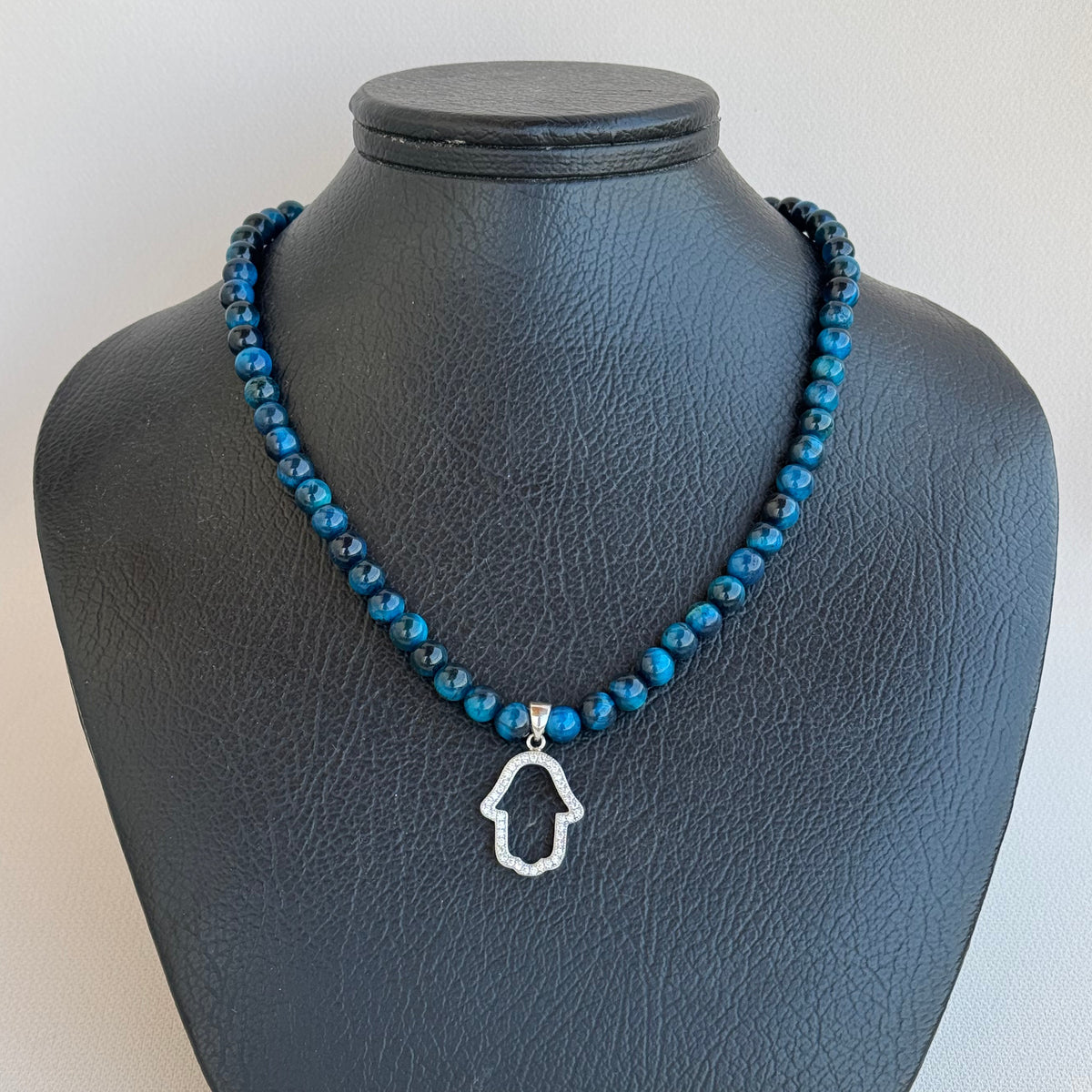 Studded Hamsa Stone Necklace