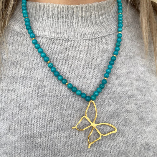 Fairouz Stone Butterfly Necklace