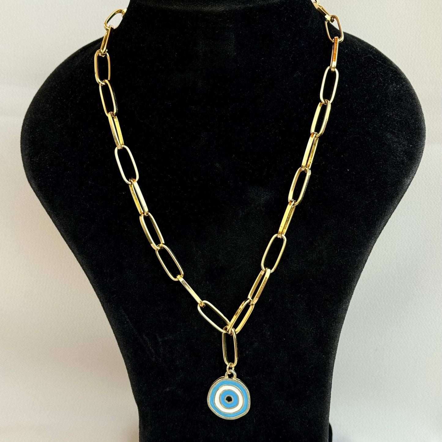 Nazar Paperclip Necklace