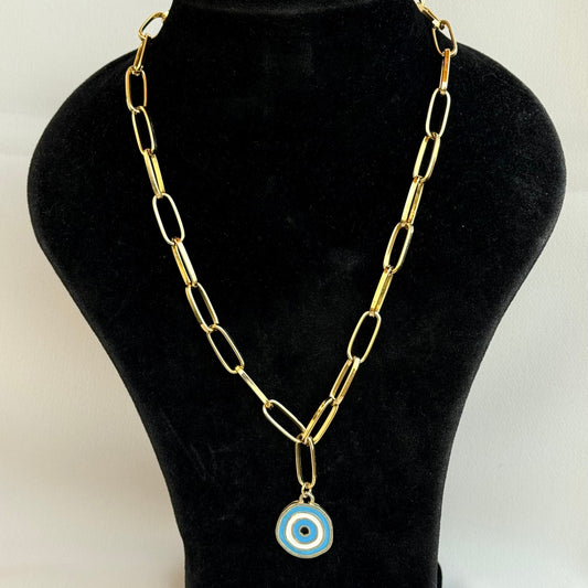 Nazar Paperclip Necklace