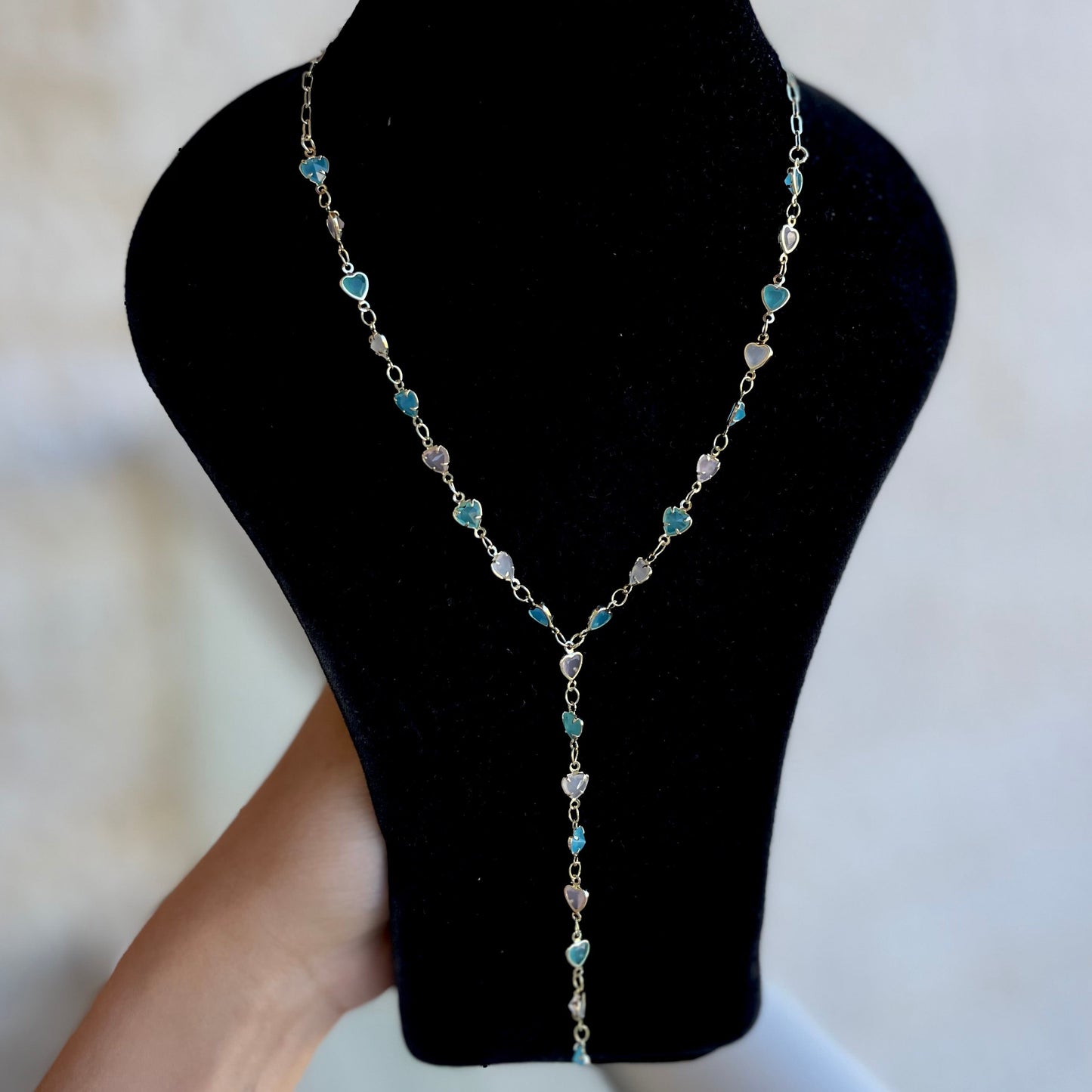 Colored Hearts Drop Necklace