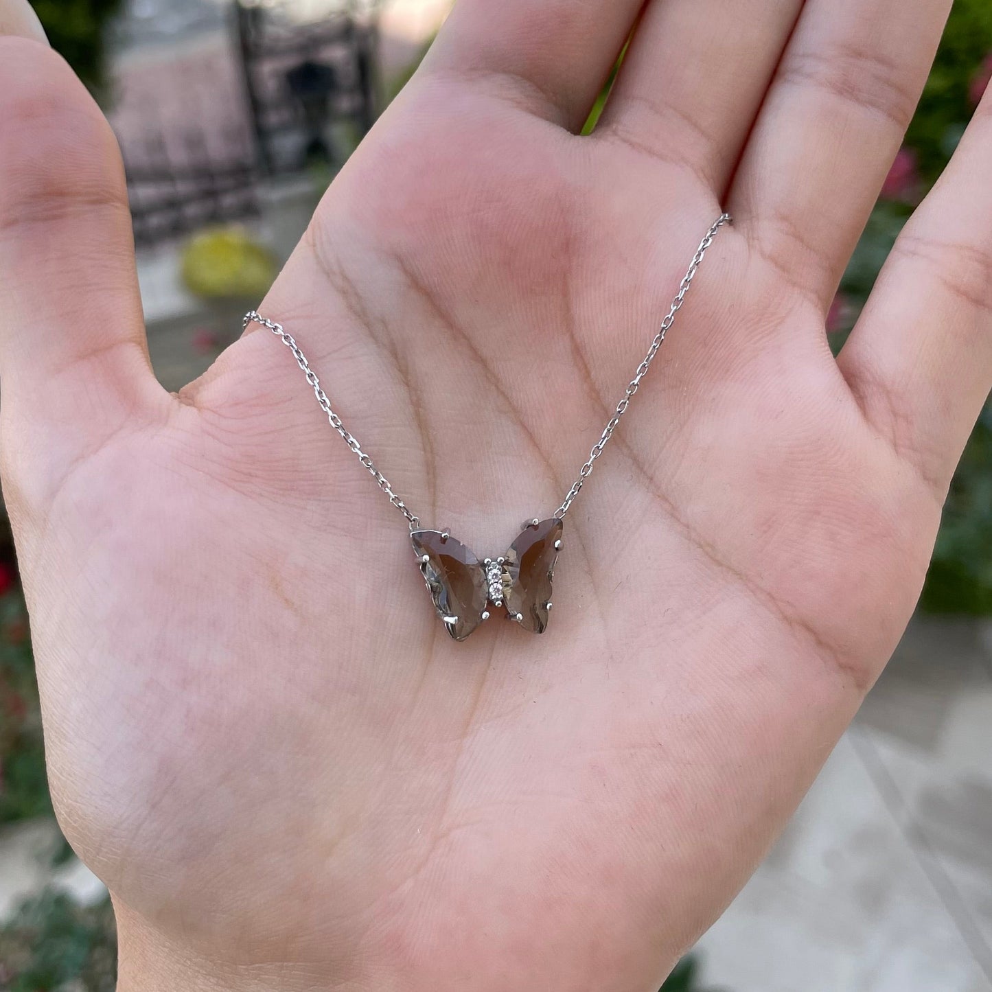 Glass Butterfly Necklace