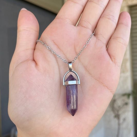 Amethyst Stone Bullet Necklace
