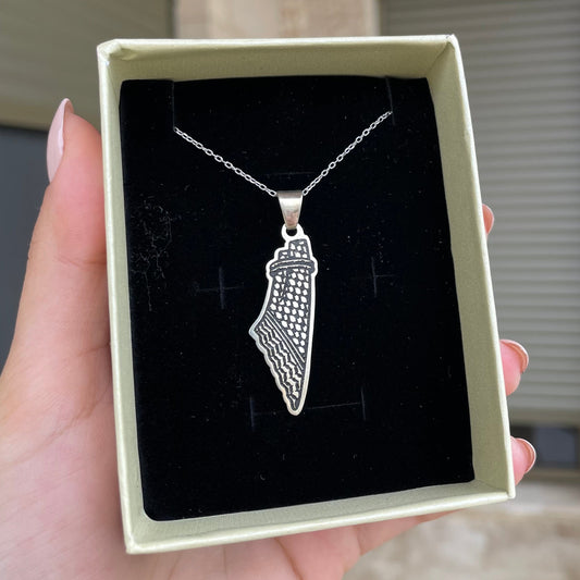 Kofeyeh Palestine Map Necklace