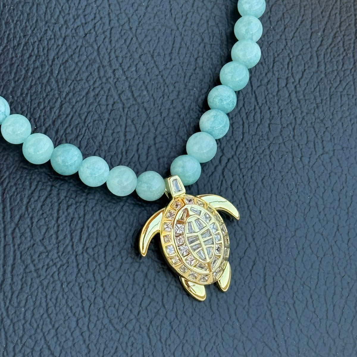 Aquamarine Turtle Necklace