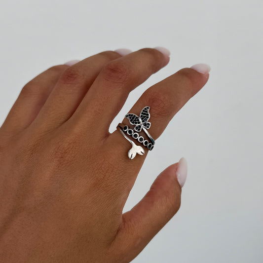 Black Butterfly Ring