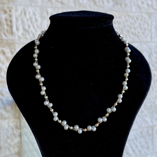 Golden Pearl Drops Necklace